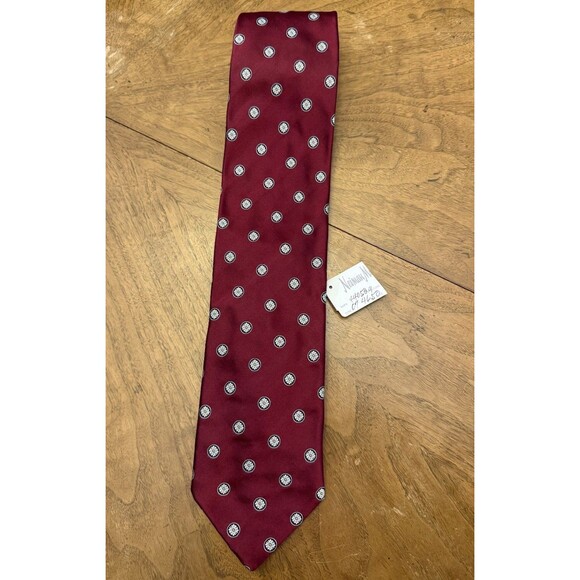 New With Tags! Vintage BRIONI Maroon Silk Medallion Tie Handmade Italy - Picture 3 of 6